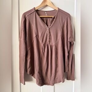 Free People Long Sleeve Leo Henley Tee XS